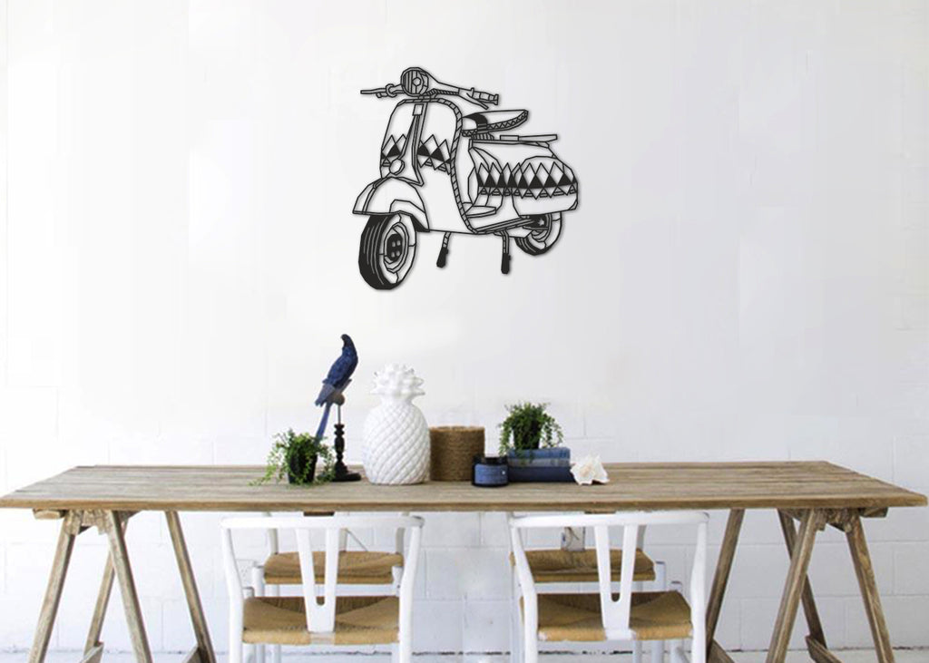 Scooter V. Vintage | Figura geométrica | Decoración pared | Hecha en madera