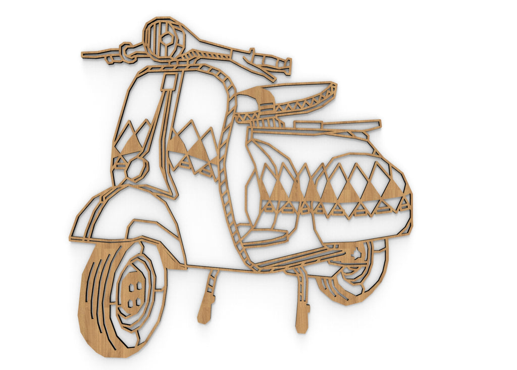 Scooter V. Vintage | Figura geométrica | Decoración pared | Hecha en madera