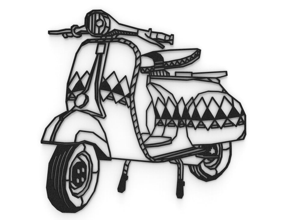 Scooter V. Vintage | Figura geométrica | Decoración pared | Hecha en madera