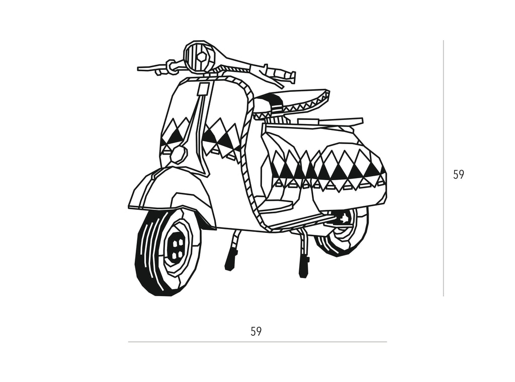 Scooter V. Vintage | Figura geométrica | Decoración pared | Hecha en madera