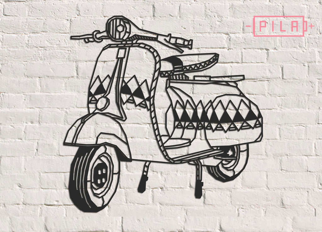 Scooter V. Vintage | Figura geométrica | Decoración pared | Hecha en madera