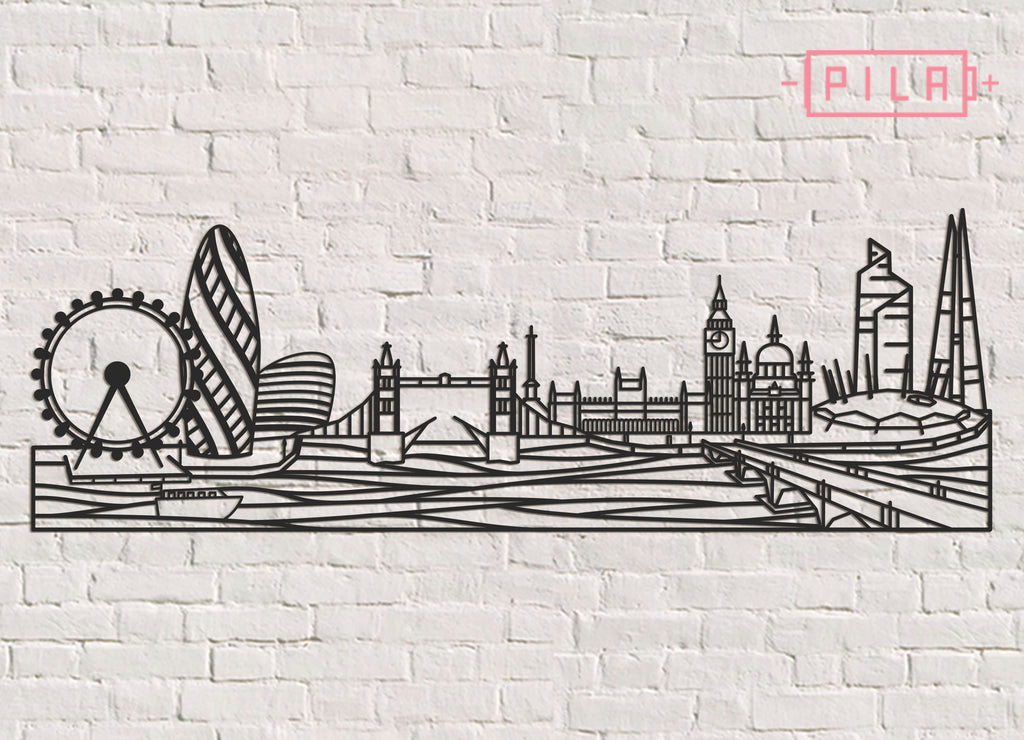Skyline Londres | Figura geométrica | Decoración pared | Hecha en madera
