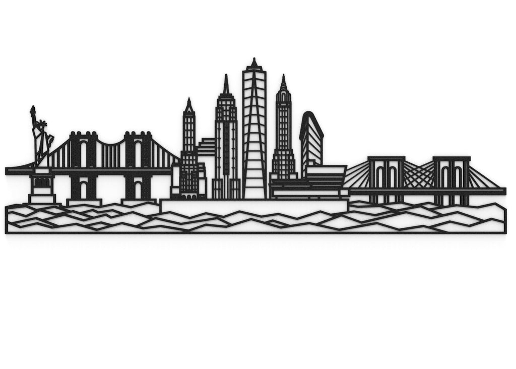 Skyline New York | Figura geométrica | Decoración pared | Hecha en madera
