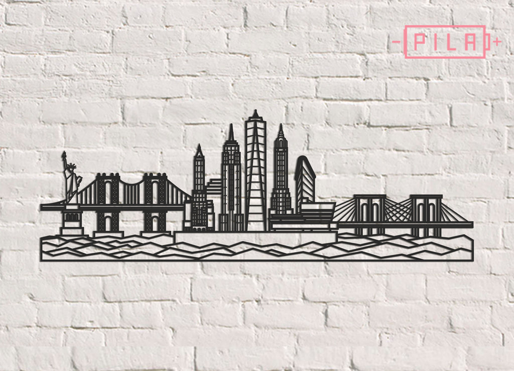 Skyline New York | Figura geométrica | Decoración pared | Hecha en madera