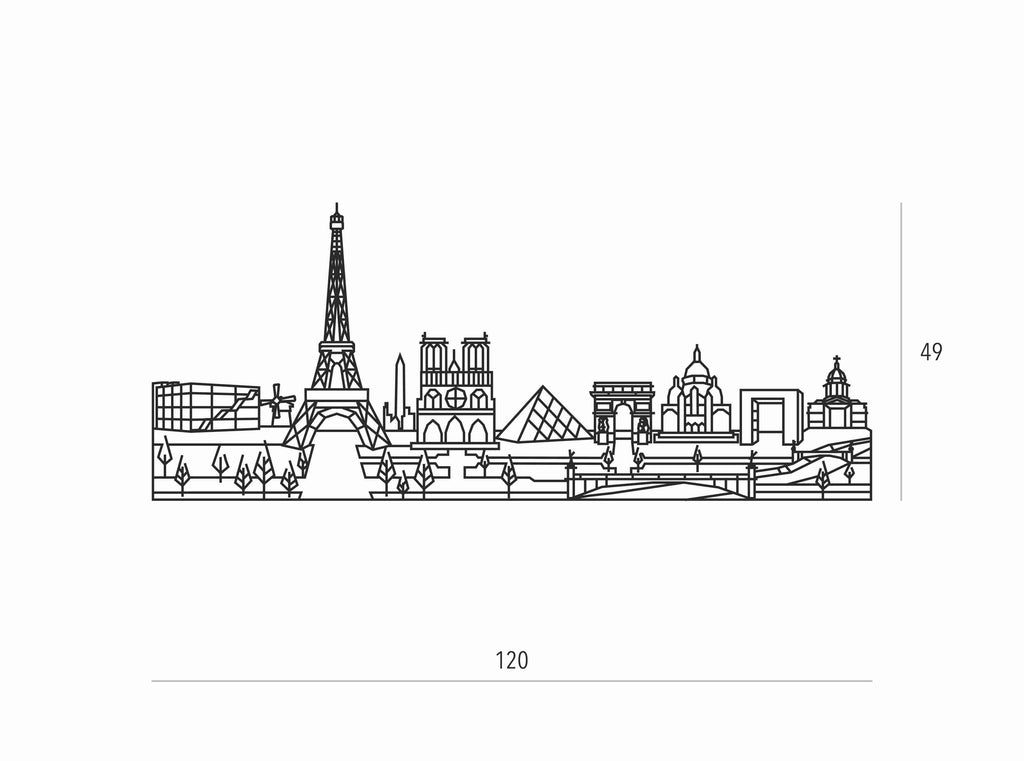 Skyline Paris | Figura geométrica | Decoración pared | Hecha en madera