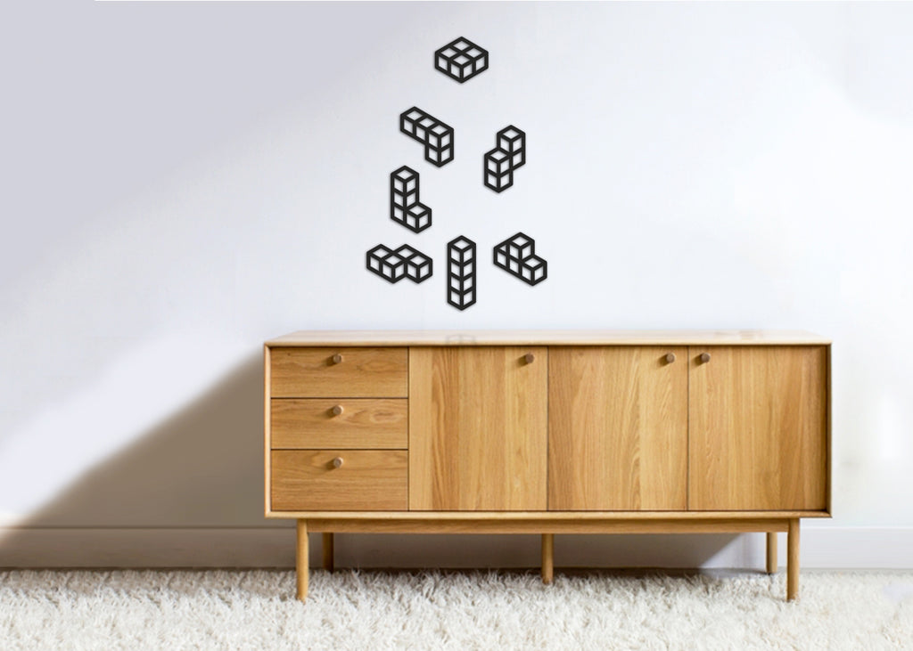 Tetris | Figura geométrica | Decoración pared | Hecha en madera