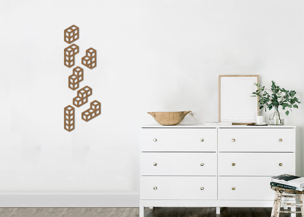 Tetris | Figura geométrica | Decoración pared | Hecha en madera