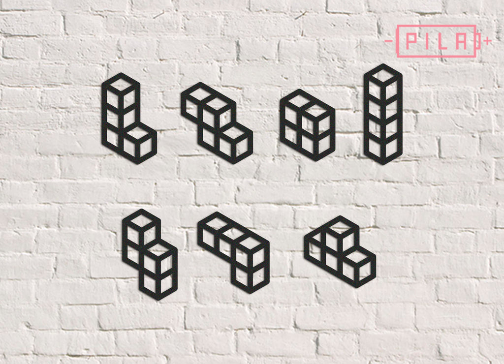 Tetris | Figura geométrica | Decoración pared | Hecha en madera