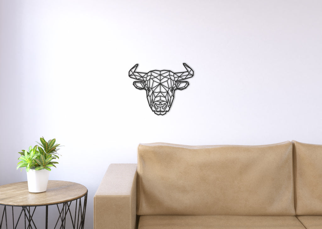 Toro | Figura geométrica | Decoración pared | Hecha en madera