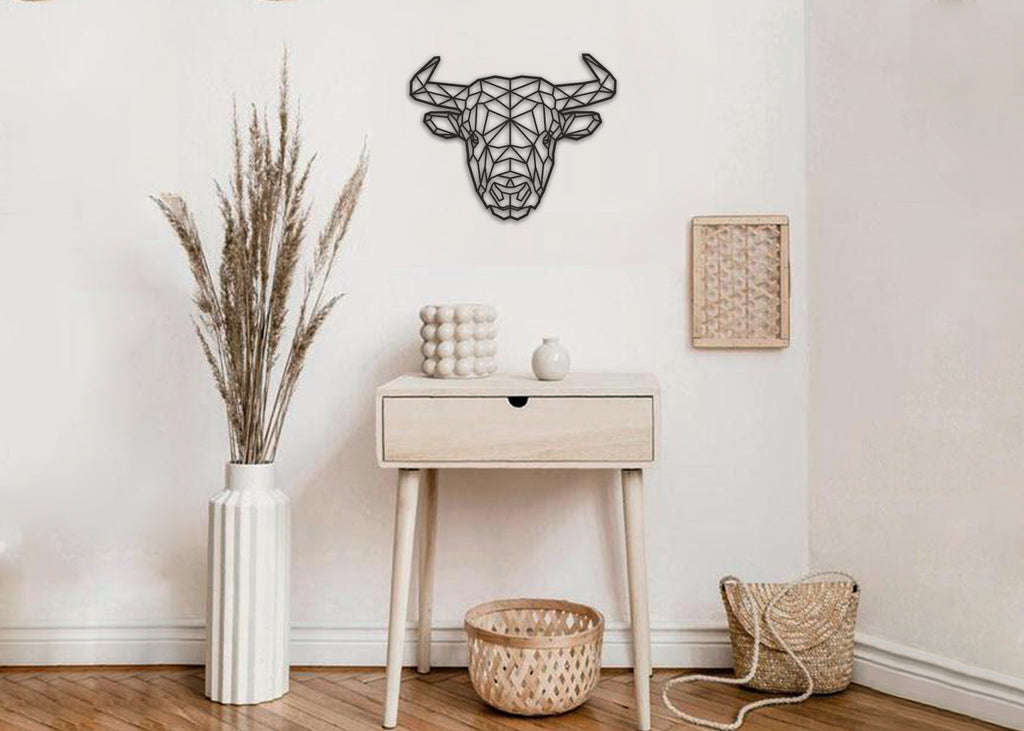 Toro | Figura geométrica | Decoración pared | Hecha en madera