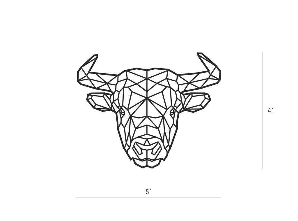 Toro | Figura geométrica | Decoración pared | Hecha en madera