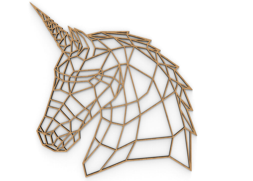 Unicornio | Figura geométrica | Decoración pared | Hecha en madera