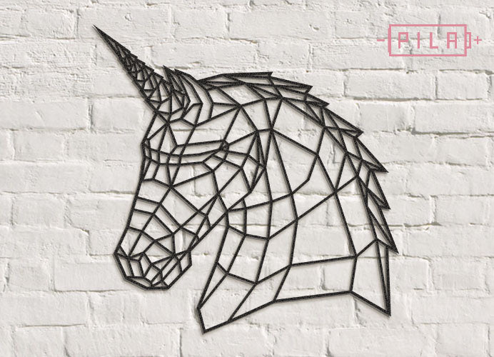 Unicornio | Figura geométrica | Decoración pared | Hecha en madera