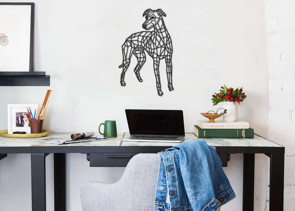 Whippet | Figura geométrica | Decoración pared | Hecha en madera