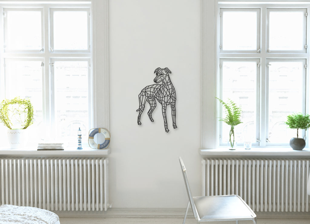 Whippet | Figura geométrica | Decoración pared | Hecha en madera