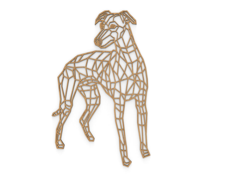 Whippet | Figura geométrica | Decoración pared | Hecha en madera