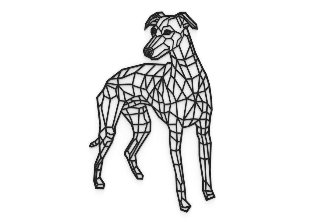 Whippet | Figura geométrica | Decoración pared | Hecha en madera