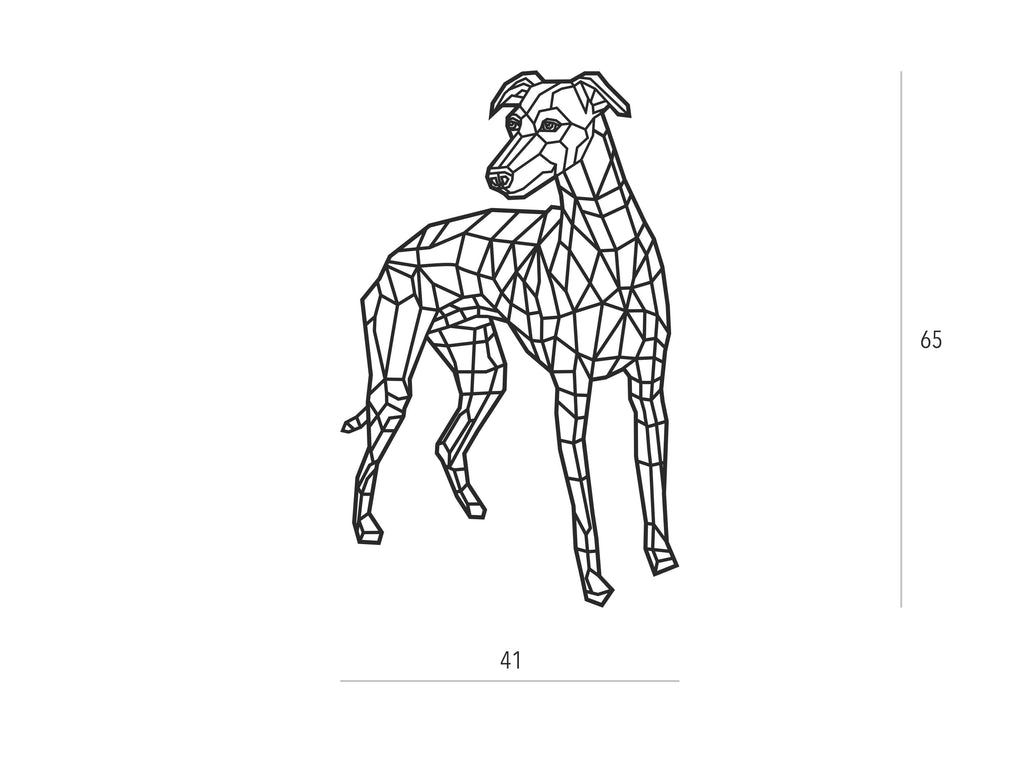 Whippet | Figura geométrica | Decoración pared | Hecha en madera