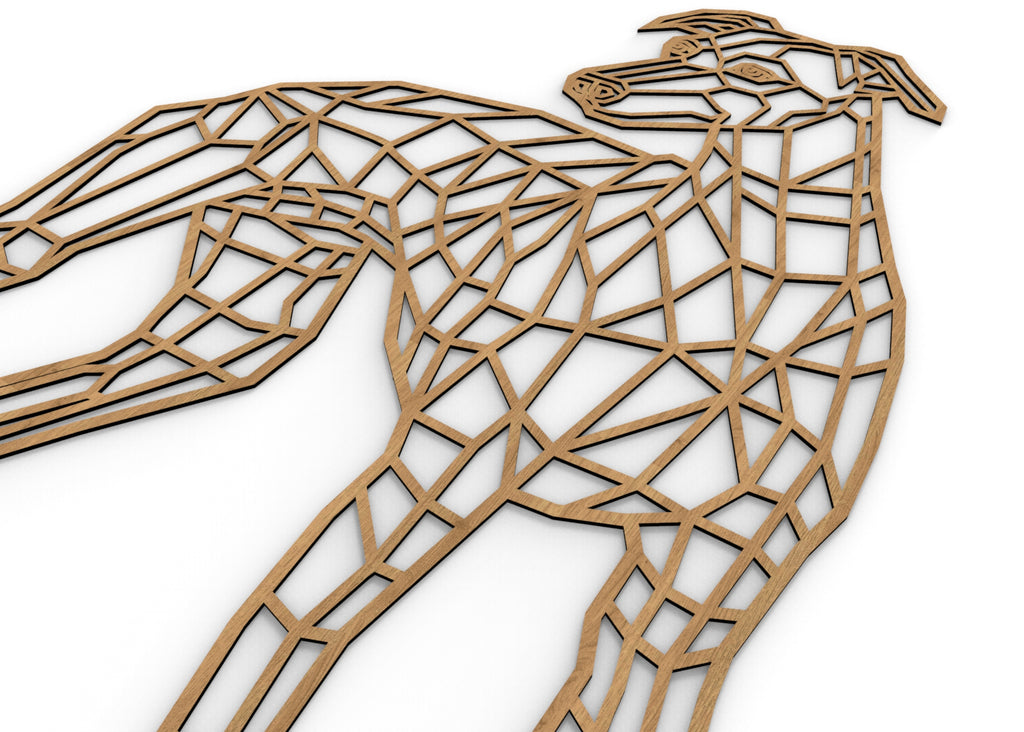 Whippet | Figura geométrica | Decoración pared | Hecha en madera