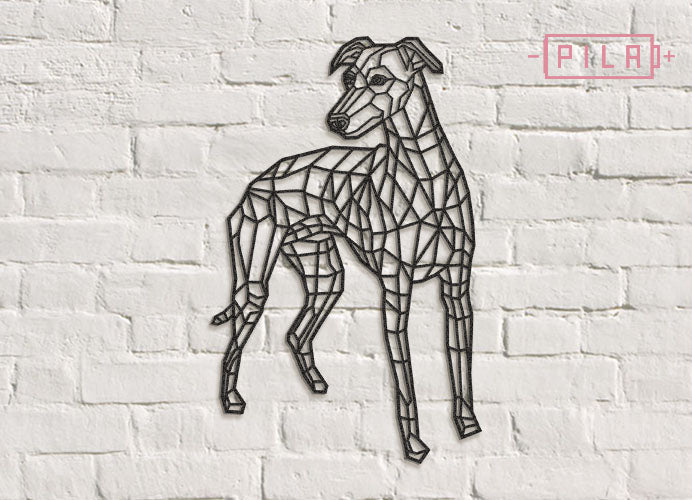 Whippet | Figura geométrica | Decoración pared | Hecha en madera